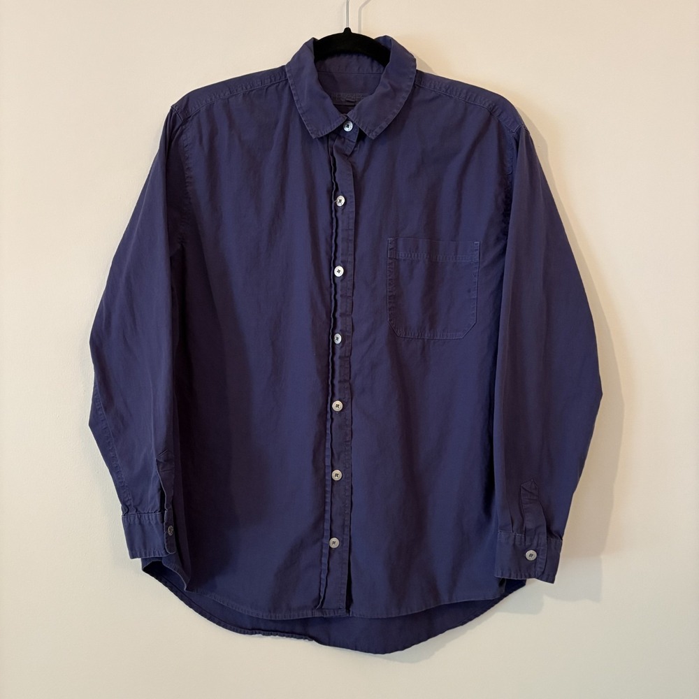 Escape by Habitat 100% Cotton Long Sleeve Button Up Shirt Navy Size S Minimalist
